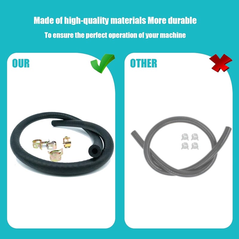 Bopurtotly 1/4" x 25" Fuel Line Hose with 4 Clamps Lawn Mower Compatible with 5414K 283207 791850 Small Engine - Image 3